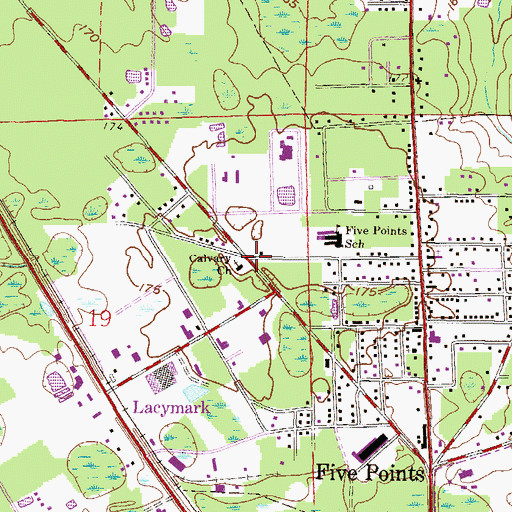 Topographic Map of Calvary Baptist Church, FL