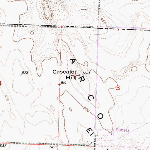 Topographic Map of Cascajo Hill, CA