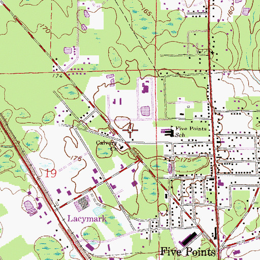 Topographic Map of Five Points Park, FL