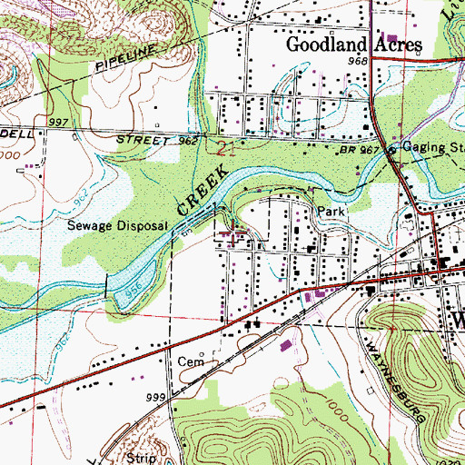 Topographic Map of Bowlings Mobile Home Park, OH