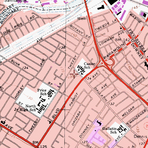 Topographic Map of Casier School, CA