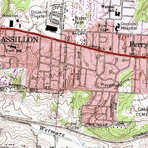 Topographic Map of Terrace Mobile Park, OH