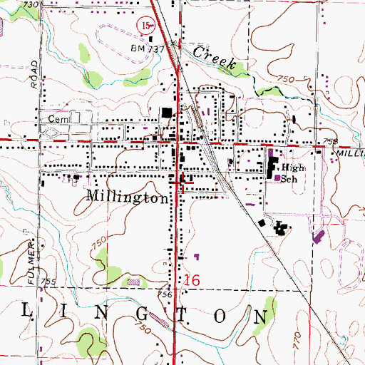 Topographic Map of Millington Police Department, MI