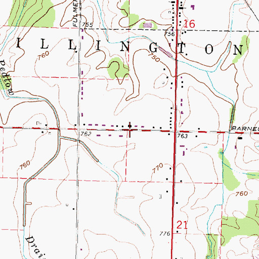 Topographic Map of Millington Church of God, MI