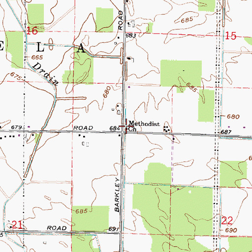 Topographic Map of Arabela United Methodist Church, MI