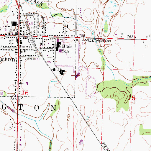 Topographic Map of Millington High School, MI
