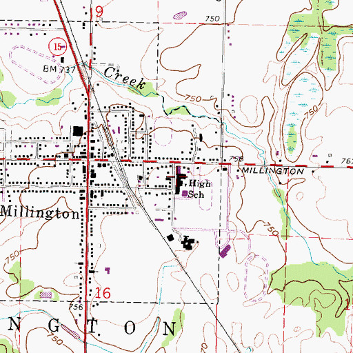 Topographic Map of Meachum Junior High School, MI