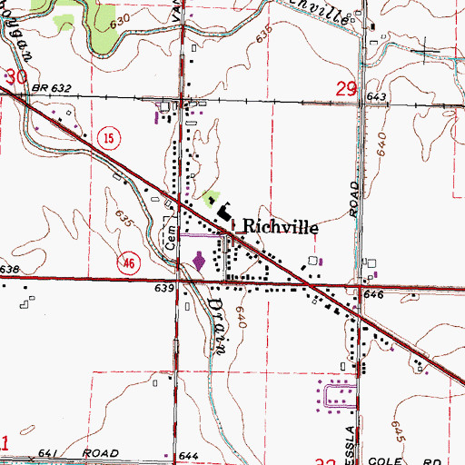 Topographic Map of Richville Post Office, MI