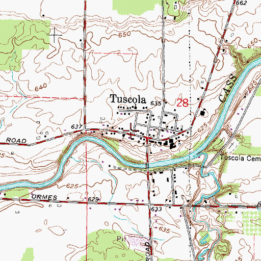 Topographic Map of Tuscola Post Office (historical), MI