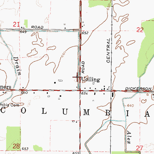 Topographic Map of Colling Nazarene Church, MI