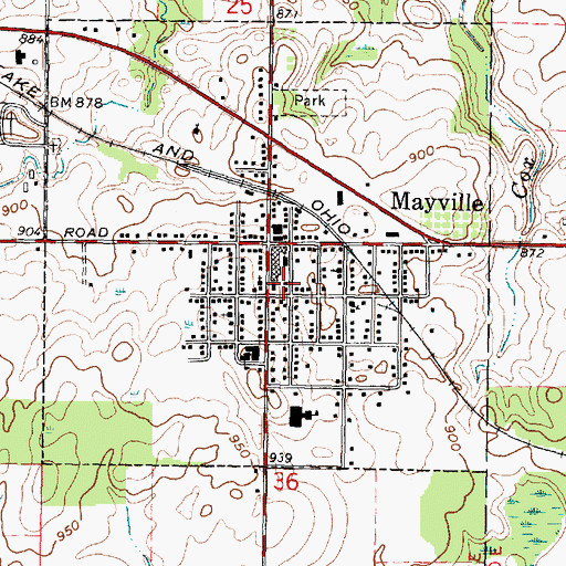 Topographic Map of Mayville Fire Department, MI