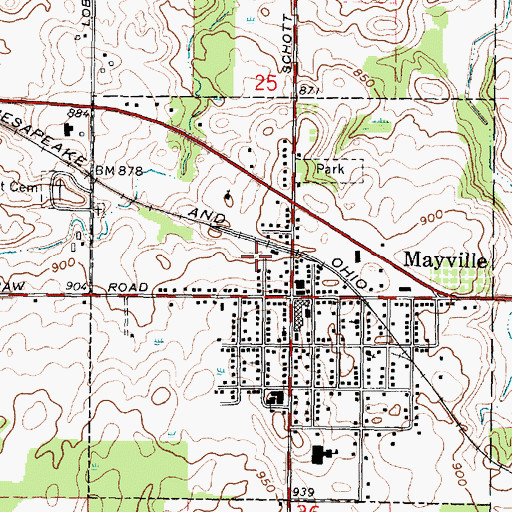 Topographic Map of Mayville Police Department, MI