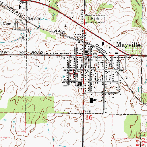 Topographic Map of Mills Memorial Baptist Church, MI