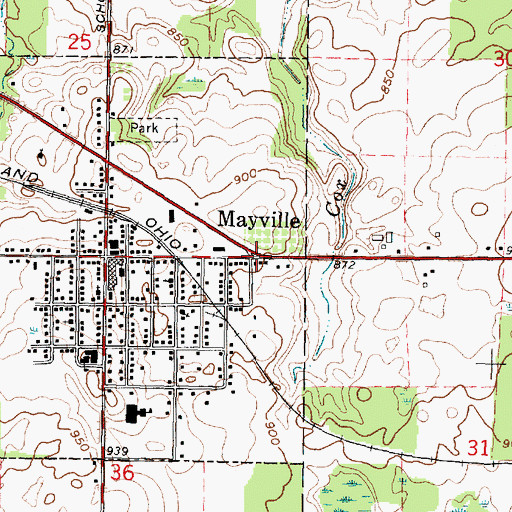 Topographic Map of Mayville United Methodist Church, MI