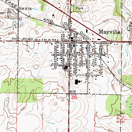 Topographic Map of Mayville High School, MI