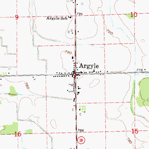 Topographic Map of Argyle Post Office, MI