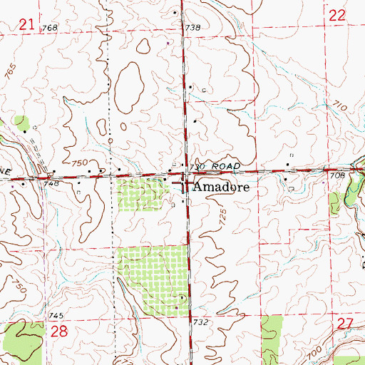Topographic Map of Amadore Post Office (historical), MI