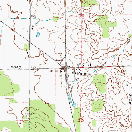 Topographic Map of Palms Station, MI