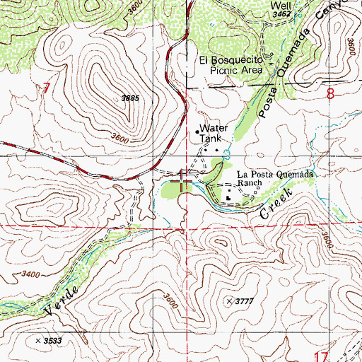 Topographic Map of Agua Verde Creek, AZ