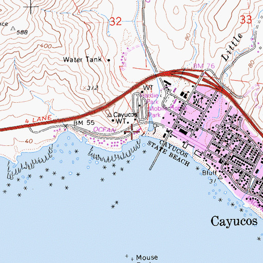 Topographic Map of Cayucos Creek, CA