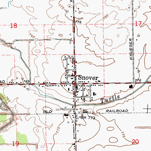 Topographic Map of Moore Township Fire Department, MI
