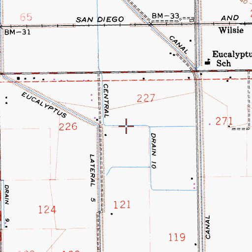 Topographic Map of Central Drain Ten, CA