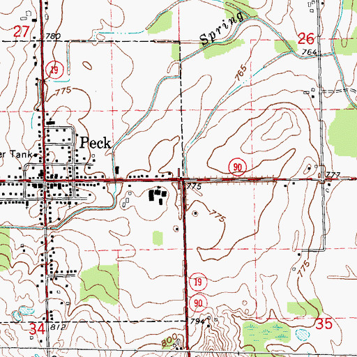 Topographic Map of Peck Medical Center, MI