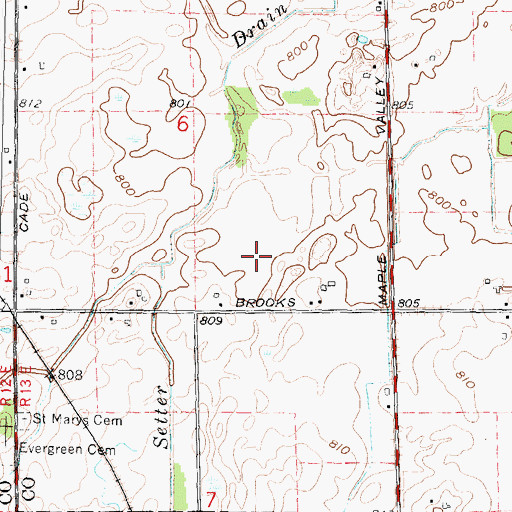 Topographic Map of Brown City Post Office, MI