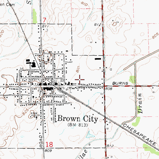 Topographic Map of Brown City Fire Department, MI