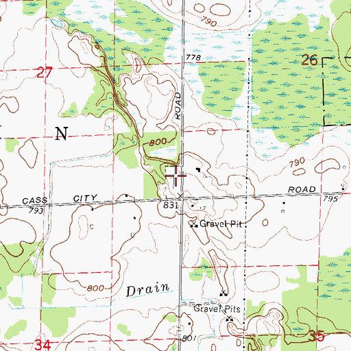 Topographic Map of Saint Joseph and Saint Ignatius' Cemetery, MI