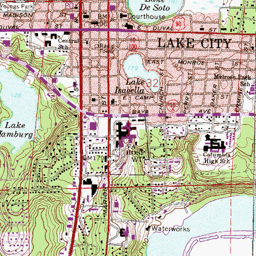 Topographic Map of Lake City Veterans Affairs Medical Center, FL