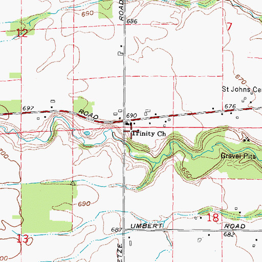 Topographic Map of Trinity Lutheran Cemetery, MI