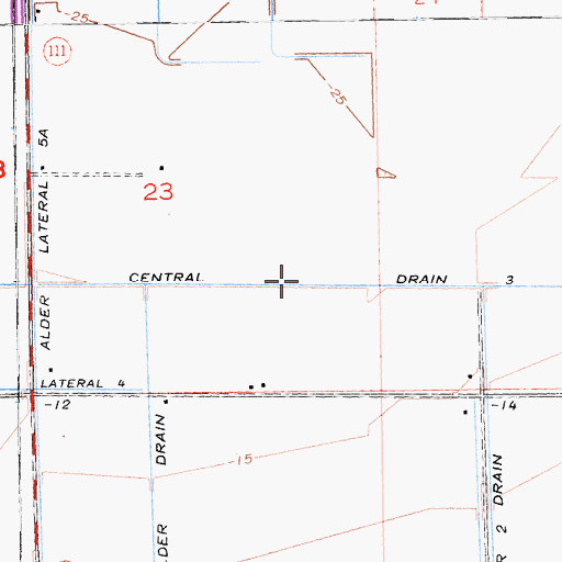 Topographic Map of Central Drain Three, CA