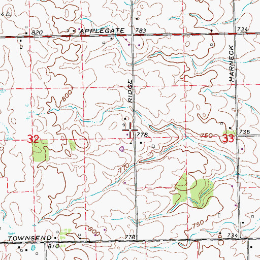 Topographic Map of Old Ridge Cemetery, MI