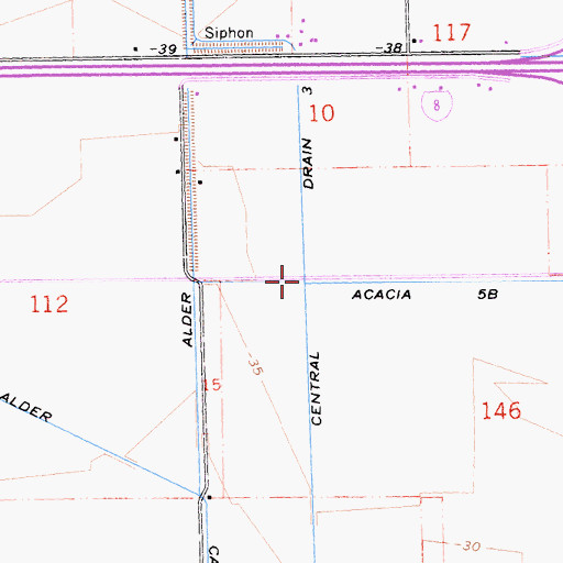 Topographic Map of Central Drain Three, CA