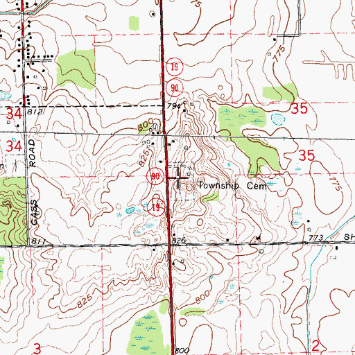 Topographic Map of Elk Township Cemetery, MI