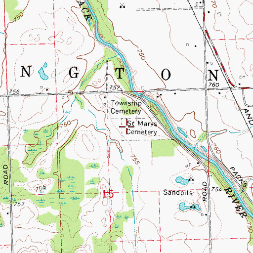 Topographic Map of Washington Township Cemetery, MI