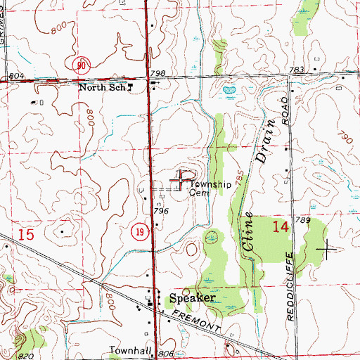 Topographic Map of Speaker Township Cemetery, MI