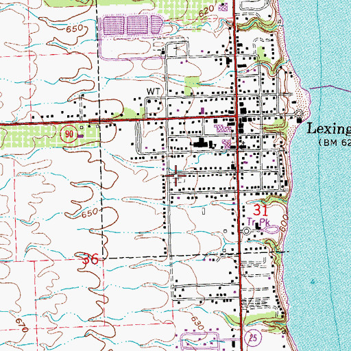 Topographic Map of Old Lexington Cemetery, MI