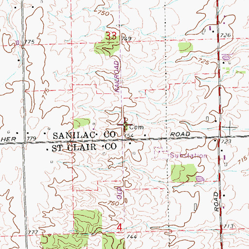 Topographic Map of Locke Cemetery, MI