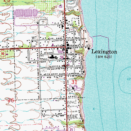 Topographic Map of Trinity Church Historical Marker, MI