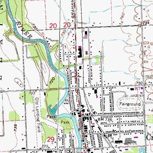 Topographic Map of Trinity Church Historical Marker (historical), MI