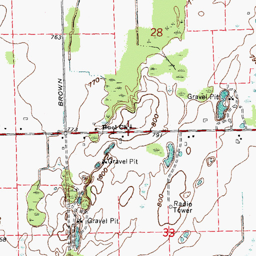Topographic Map of Buel Methodist Episcopal Church Historical Marker, MI
