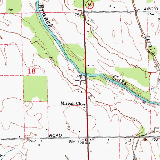 Topographic Map of Evergreen Park, MI