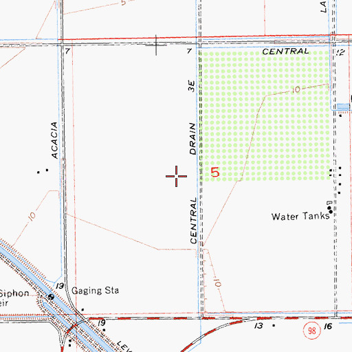 Topographic Map of Central Drain Three E, CA