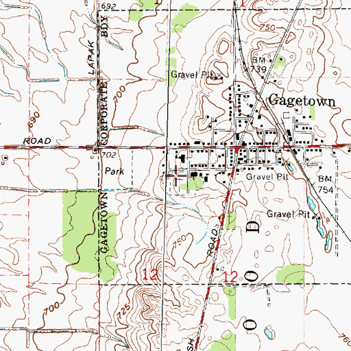 Topographic Map of Saint Agatha's Cemetery, MI