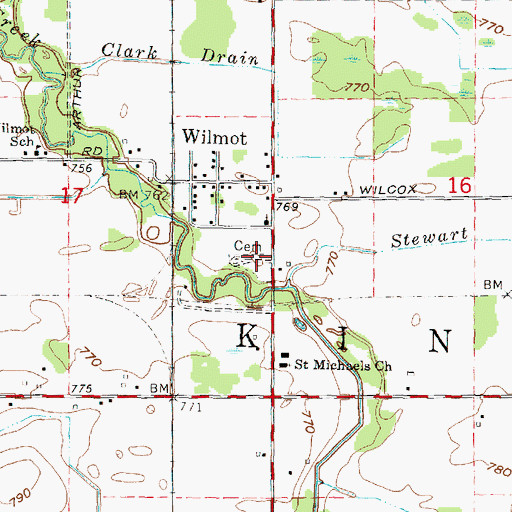 Topographic Map of Saint Michael's Catholic Cemetery, MI