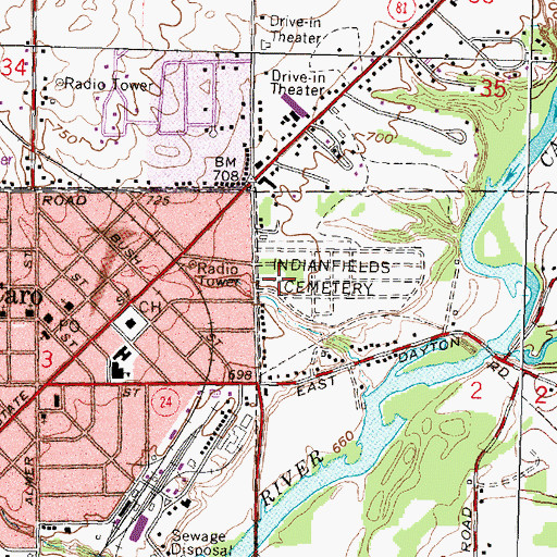 Topographic Map of Sacred Heart Catholic Cemetery, MI