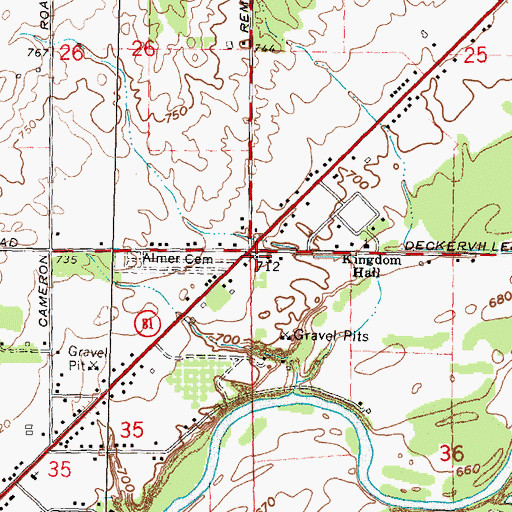 Topographic Map of Tuscola County Poor Farm Cemetery, MI