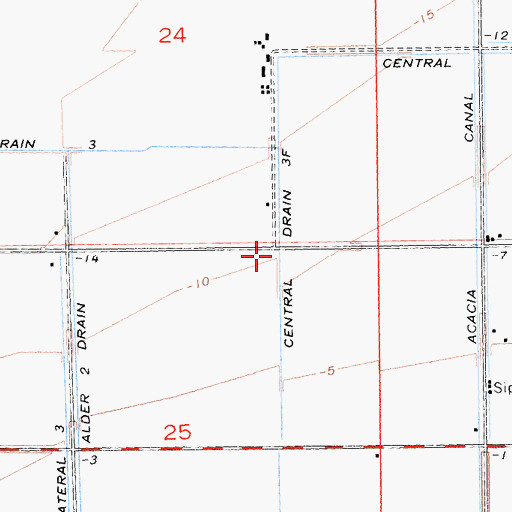 Topographic Map of Central Drain Three F, CA